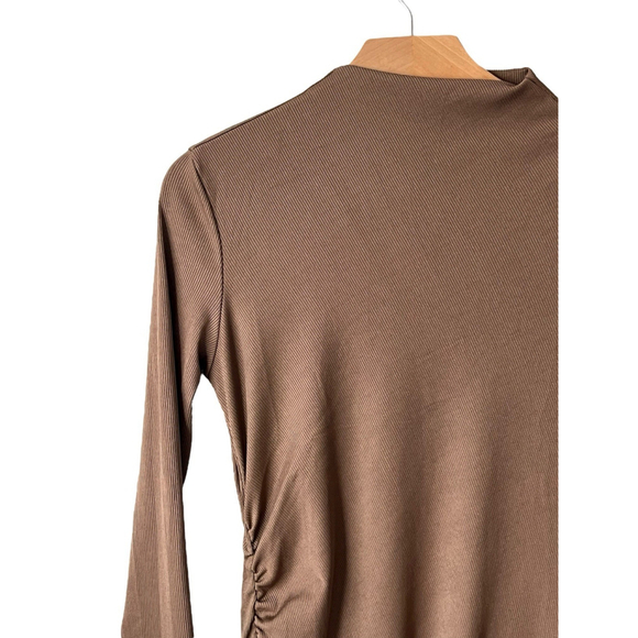 Cider Bodycon Dress Women's Size Medium Brown Ribbed Midi - Picture 2 of 11